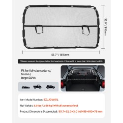 Auton koiraverkko teräsrunko paksu polyesterikangas 1415×810 mm