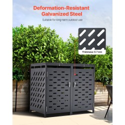 Metallinen jäteastiasuoja sinkitystä teräksestä kahdelle 240 litran astialle tummanharmaa lukittava kansi