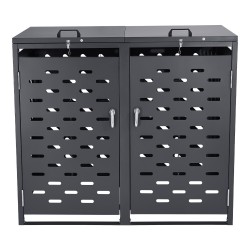 Metallinen jäteastiasuoja sinkitystä teräksestä kahdelle 240 litran astialle tummanharmaa lukittava kansi