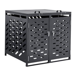 Metallinen jäteastiasuoja sinkitystä teräksestä kahdelle 240 litran astialle tummanharmaa lukittava kansi