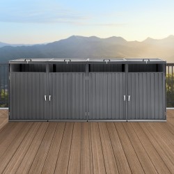 Metallinen jäteastiasuoja neljälle 240 l jäteastialle sinkitty teräs lukittavat ovet