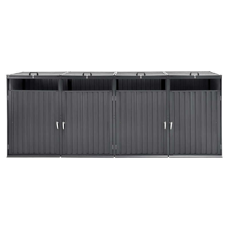 Metallinen jäteastiasuoja neljälle 240 l jäteastialle sinkitty teräs lukittavat ovet