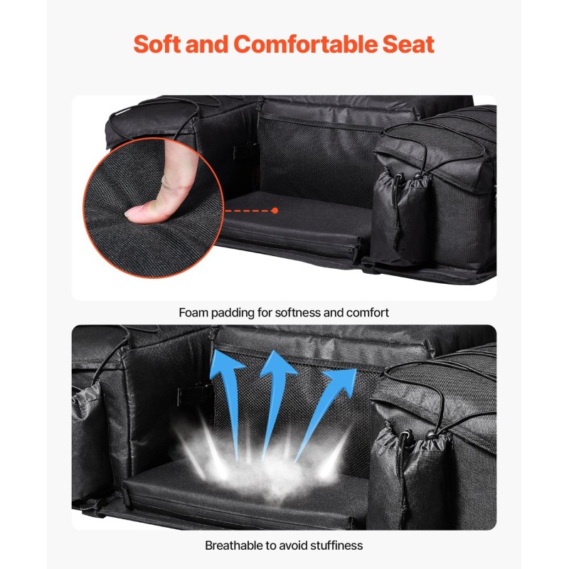 Mönkijän takasäilytyslaukku 50 l 600D Oxford-kangas musta pehmustettu istuintyyny