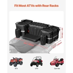 Mönkijän takalaukku takatelineelle 70 L musta 600D Oxford kangas eristetty 16 L