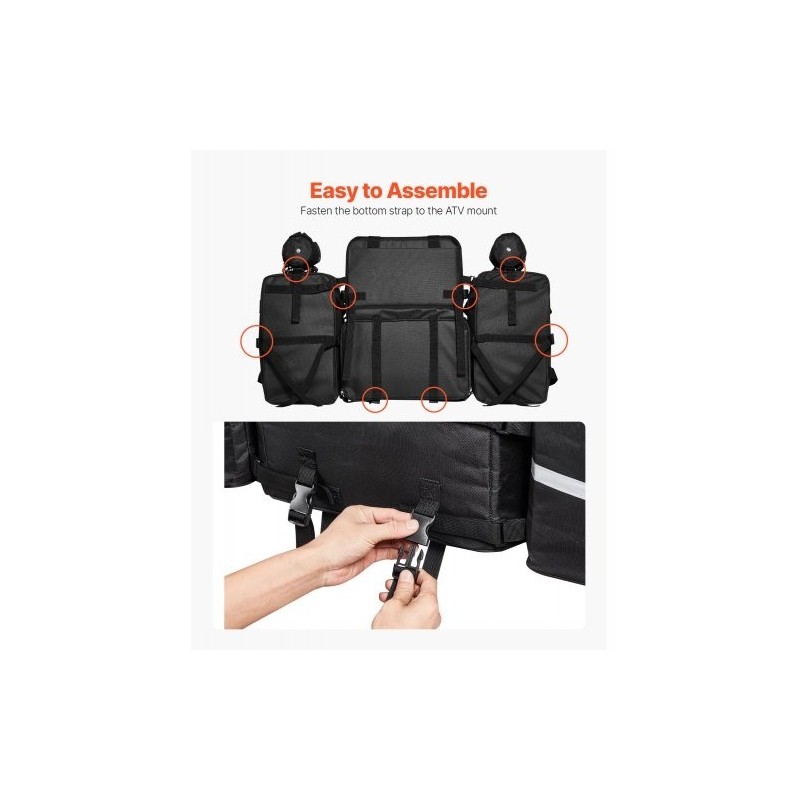 Mönkijän takalaukku takatelineelle 70 L musta 600D Oxford kangas eristetty 16 L