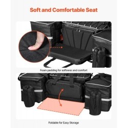 Mönkijän takalaukku takatelineelle 70 L musta 600D Oxford kangas eristetty 16 L