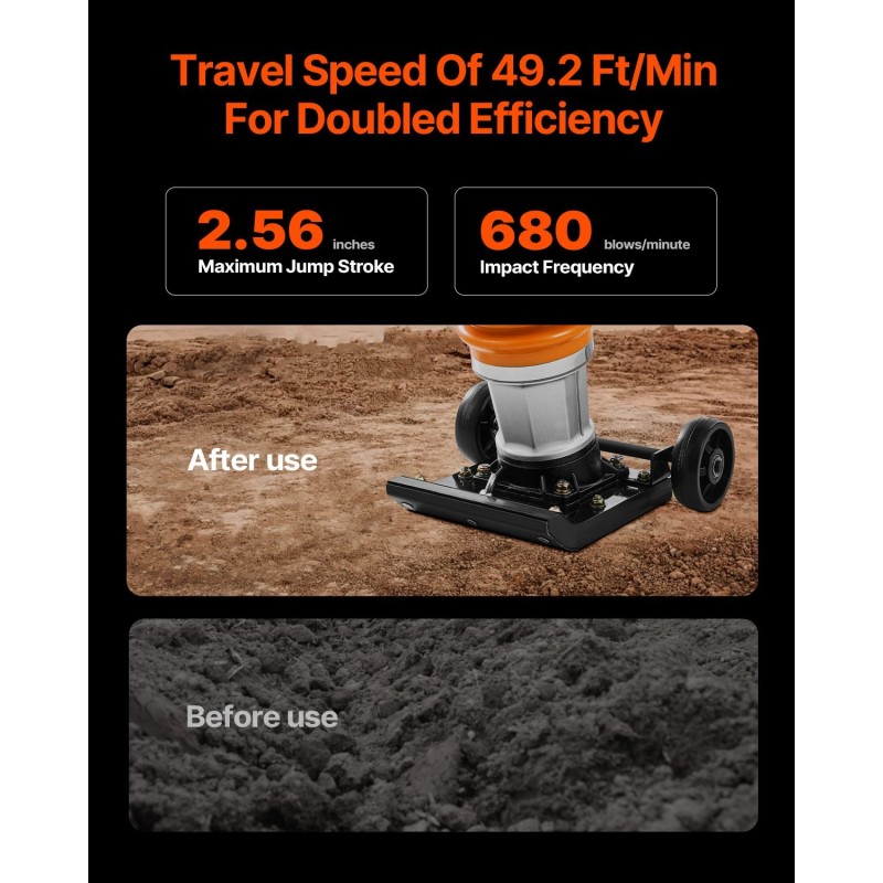 Maantiivistäjä bensiinikäyttöinen 6,5 hv 26 tuuman tiivistyssyvyys