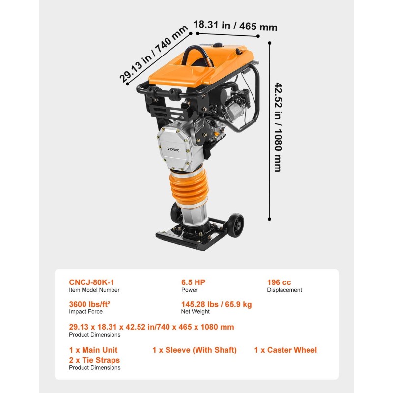 Maantiivistäjä bensiinikäyttöinen 6,5 hv 26 tuuman tiivistyssyvyys