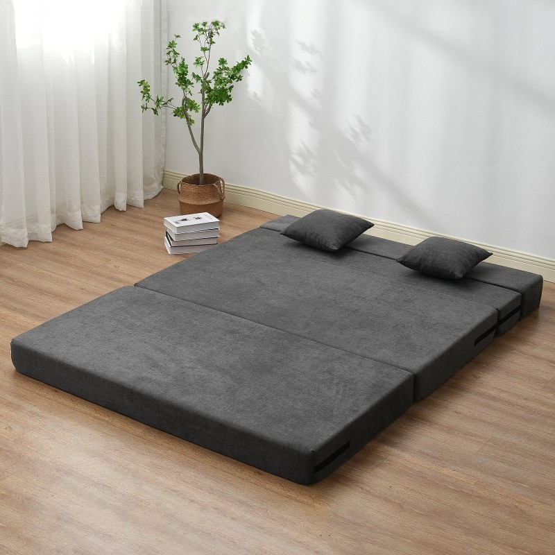 Taitettava monitoiminen vuodesohva samettipäällisellä korkeatiheyksisellä muistivaahdolla kahdella tyynyllä