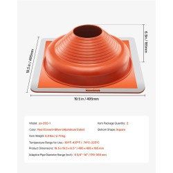 Kattoläpivientikumi silikonista 0,6 mm alumiinipohjalla 170–355 mm 2 kpl savupiipuille