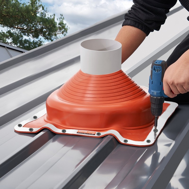 Kattoläpivientikumi silikonista 0,6 mm alumiinipohjalla 170–355 mm 2 kpl savupiipuille