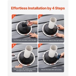 Kattoläpivientitiivisteet 2 kappaleen putkille 150–280 mm säänkestävä kumiosa joustava alumiinipohja