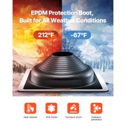 Kattoputken läpivientisaapas EPDM-kumainen 170–355 mm alumiinipohja kaksi kappaletta