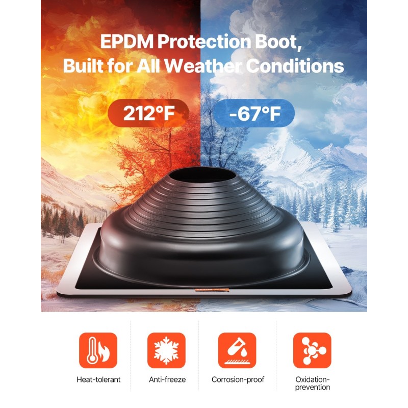 Kattoputken läpivientisaapas EPDM-kumainen 170–355 mm alumiinipohja kaksi kappaletta