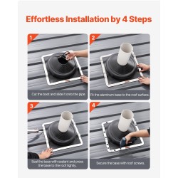 Kattoputken läpivientisaapas EPDM-kumainen 170–355 mm alumiinipohja kaksi kappaletta