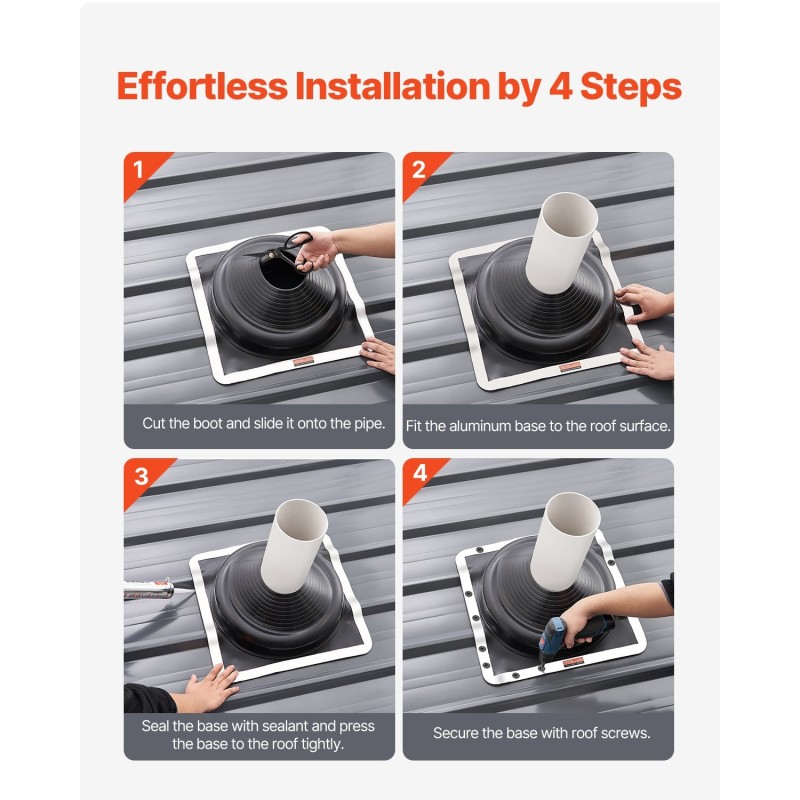 Kattoputken läpivientisaapas EPDM-kumainen 170–355 mm alumiinipohja kaksi kappaletta