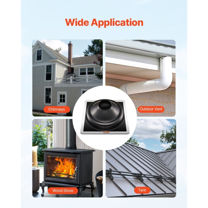 Kattoputken läpivientisaapas EPDM-kumainen 170–355 mm alumiinipohja kaksi kappaletta