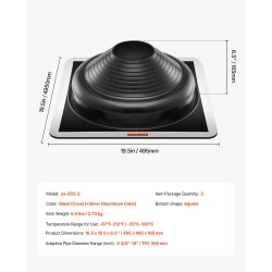 Kattoputken läpivientisaapas EPDM-kumainen 170–355 mm alumiinipohja kaksi kappaletta