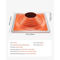 Kattoläpivientikumi silikonikartiolla alumiinipohjalla 0,6 mm 254–457 mm 1 kpl
