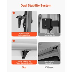 Matkailuautoihin ja perävaunuille käsikäyttöinen markiisi alumiiniseosrunko neljätoista jalkaa liukuvärinen musta