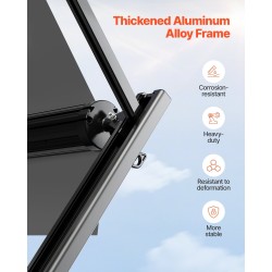 Matkailuauton manuaalinen rullattava markiisi 16 jalkaa alumiinirunko liukuvasti tummuva musta kangas