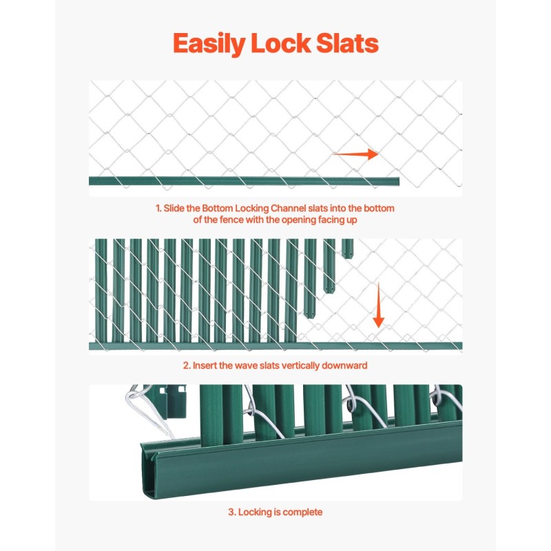 Yksityisyyssuikaleet ketjuaidalle 1435 mm korkeatiheyksinen muovi 82 kpl 3 lukituslistaa vihreä