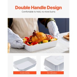 Keraaminen suorakulmainen uunivuoka 3,5 l kaksikahvainen valkoinen kiiltävä lasitus