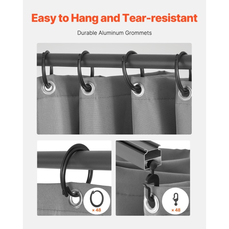 4-osainen paviljonkiverho 100% polyesteri 284 x 284 x 204 cm vedenpitävä harmaa