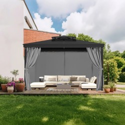 4-osainen paviljonkiverho 100% polyesteri 284 x 284 x 204 cm vedenpitävä harmaa