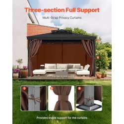 Paviljonkiverhot vedenpitävä polyesterikangas 4 paneelia kahvinruskea