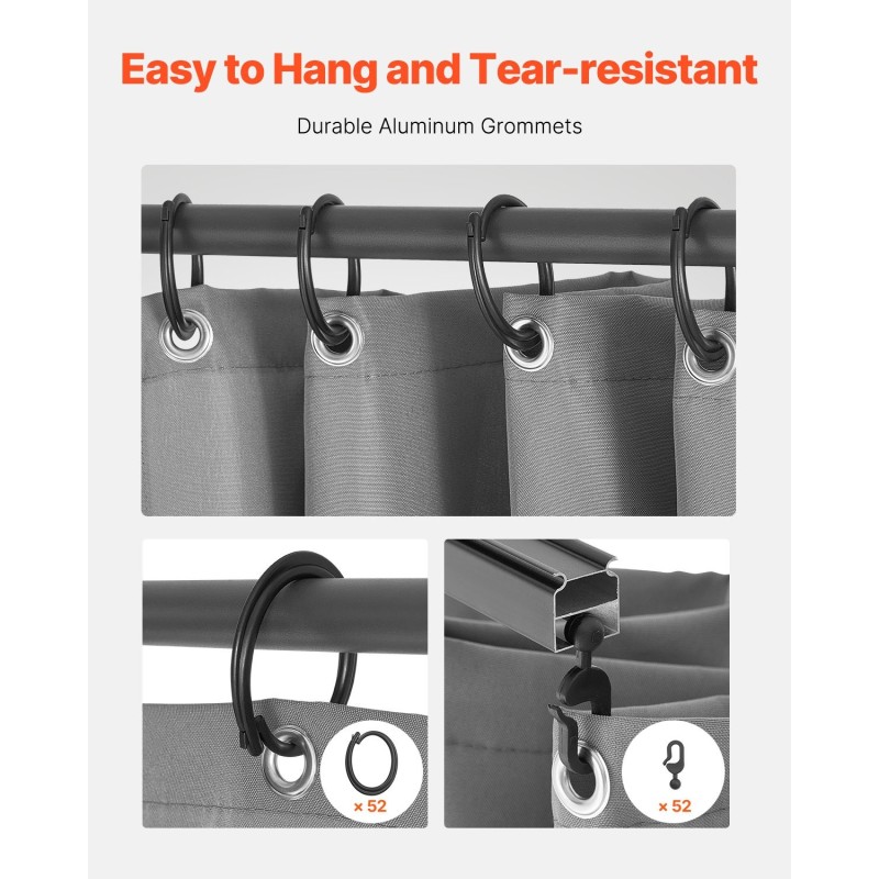 Paviljongin sivuverhot 100 % polyesteri 160gsm 283x340x203 cm harmaa 4 paneelia ulkokäyttöön