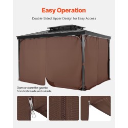 Paviljongin sivuverhosarja 100 % polyesteri 160 gsm vedenpitävä neliosainen 281×341×214 cm