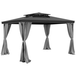 Paviljonkiverho polyesteri vedenpitävä ulkokäyttöön 284x284x211 cm neljä paneelia