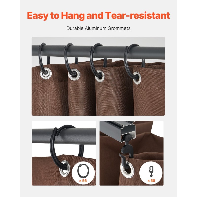 Paviljongin sivuverhosarja 100% polyesteri 160gsm 344x344x213 cm nelipaneelinen kahvinvärinen