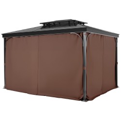 Paviljongin sivuverhosarja 100% polyesteri 160gsm 344x344x213 cm nelipaneelinen kahvinvärinen