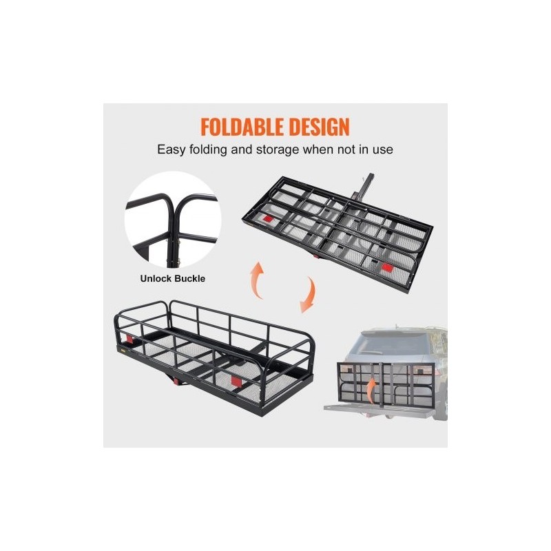 Teräksinen taitettava vetokoukkuun kiinnitettävä tavarakori sopii 2 tuuman vastaanottimeen