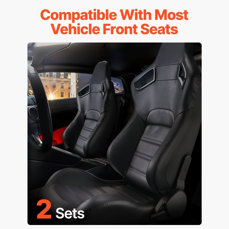 Kilpaistuimet PVC-nahkaverhoilulla 2 kpl etuistuimeksi säädettävällä selkänojalla