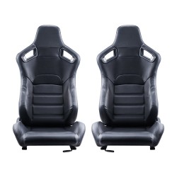 Kilpaistuimet PVC-nahkaverhoilulla 2 kpl etuistuimeksi säädettävällä selkänojalla