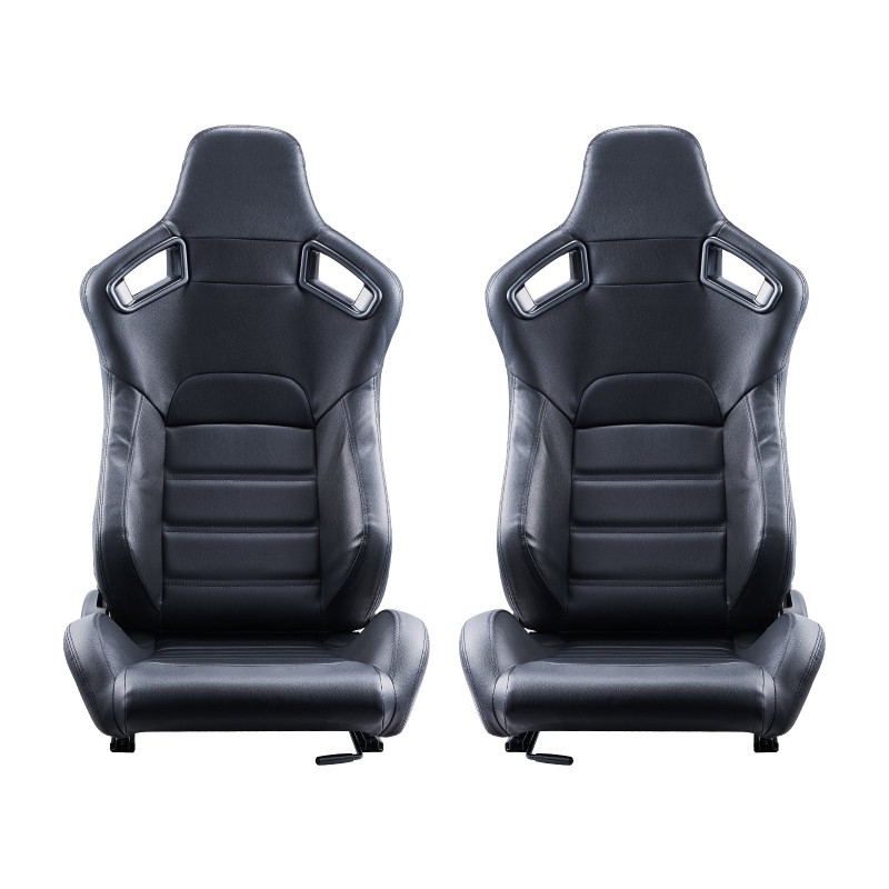 Kilpaistuimet PVC-nahkaverhoilulla 2 kpl etuistuimeksi säädettävällä selkänojalla