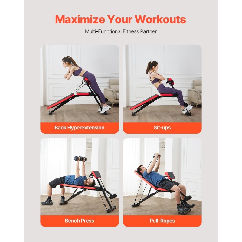Säädettävä monitoiminen harjoituspenkki hiiliteräs musta ja punainen roomalainen tuoli