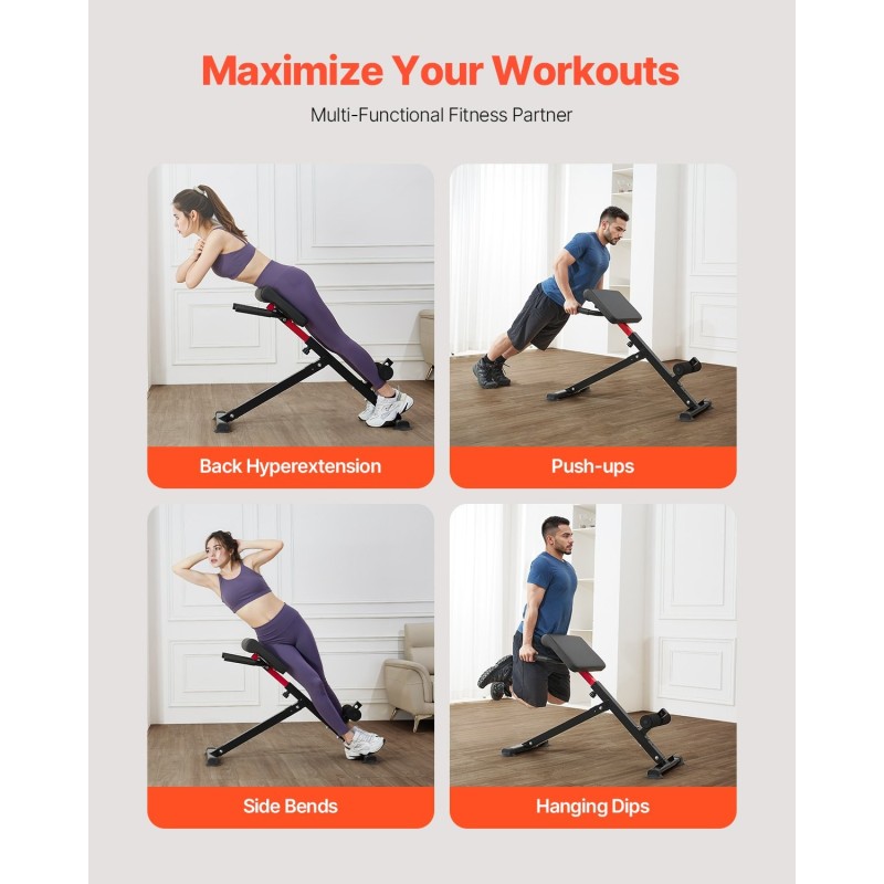 Selänojennuspenkki säädettävä kokoon taitettava hiiliteräs kantavuus 113 kiloa musta