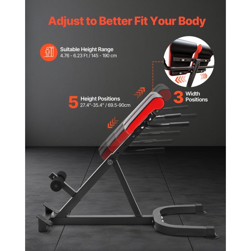 Säädettävä roomalainen selkäpenkki hiiliteräs 136 kg kantavuus kotikäyttöön