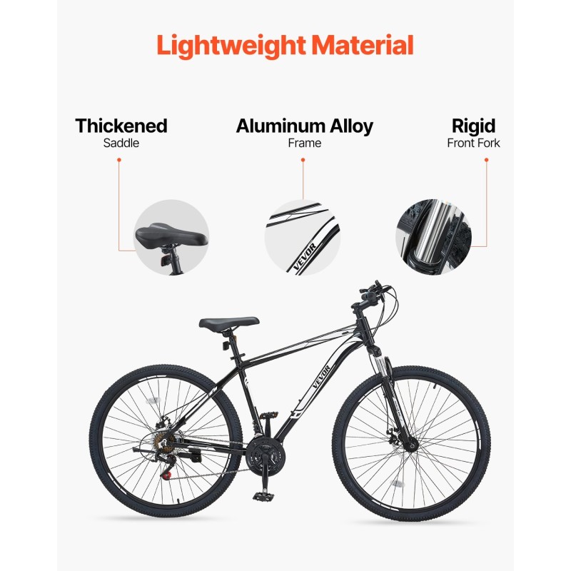Maastopyörä alumiiniseosrunko 29 tuuman renkailla 21 vaihdetta etujousitus kaksoislevyjarrut