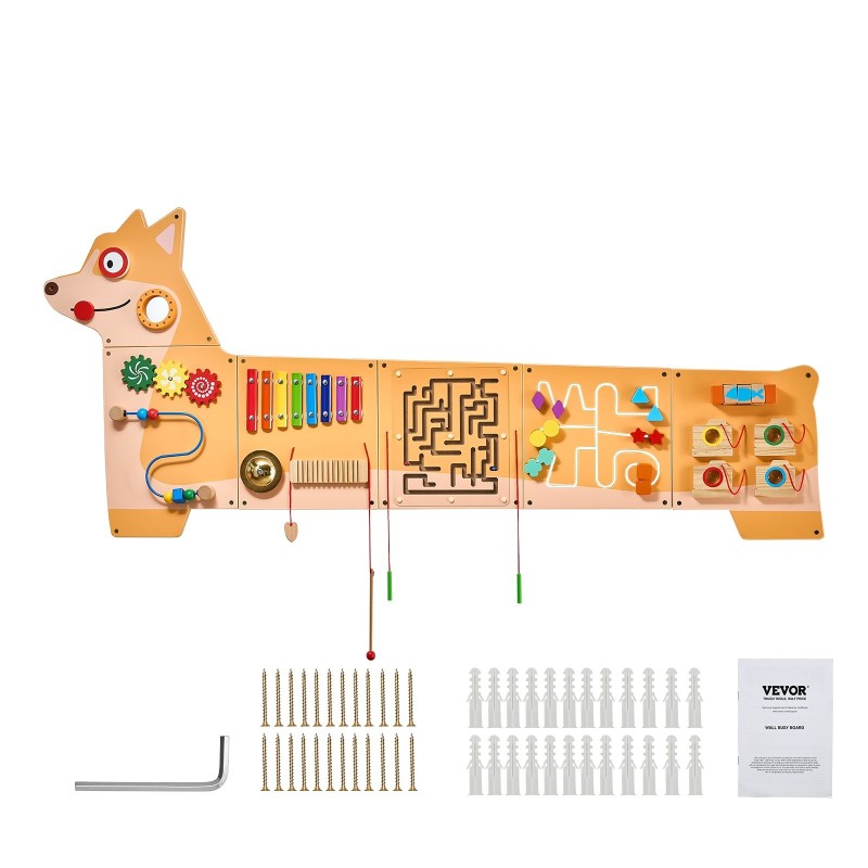 MDF-aktiviteettiseinä 3–12 vuotta 12 toimintoa 1550x680 mm pentuaiheinen