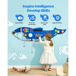 Seinälle kiinnitettävä puuhapaneeli 12 aktiviteettia 3–12-vuotiaille