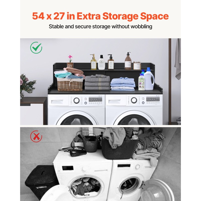 Työtaso pesukoneen päälle P2-lastulevy 15 mm 137x70 cm musta kaksi vetolaatikkoa