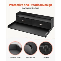 Työtaso pesukoneen päälle P2-lastulevy 15 mm 137x70 cm musta kaksi vetolaatikkoa