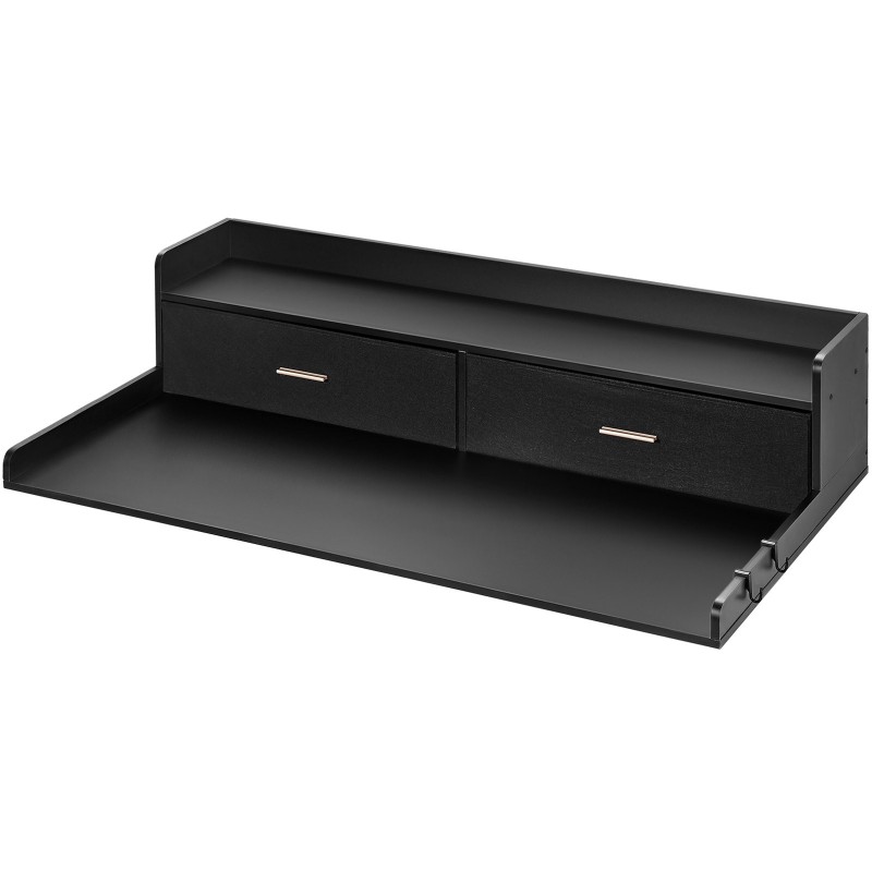 Työtaso pesukoneen päälle P2-lastulevy 15 mm 137x70 cm musta kaksi vetolaatikkoa