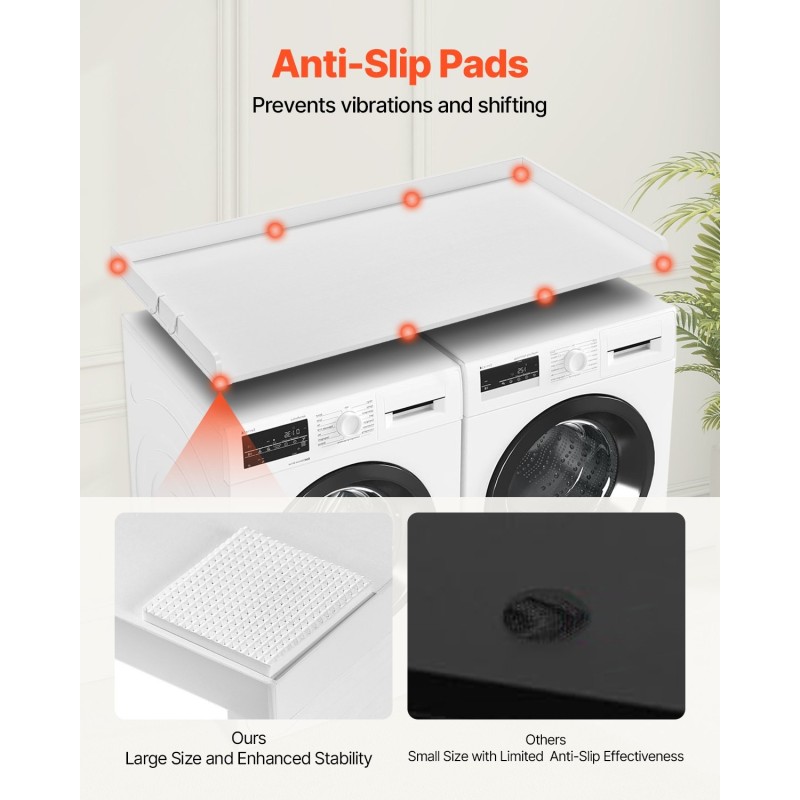 Työtaso pesukoneen ja kuivausrummun päälle 1370x700 mm 15 mm P2 valkoinen