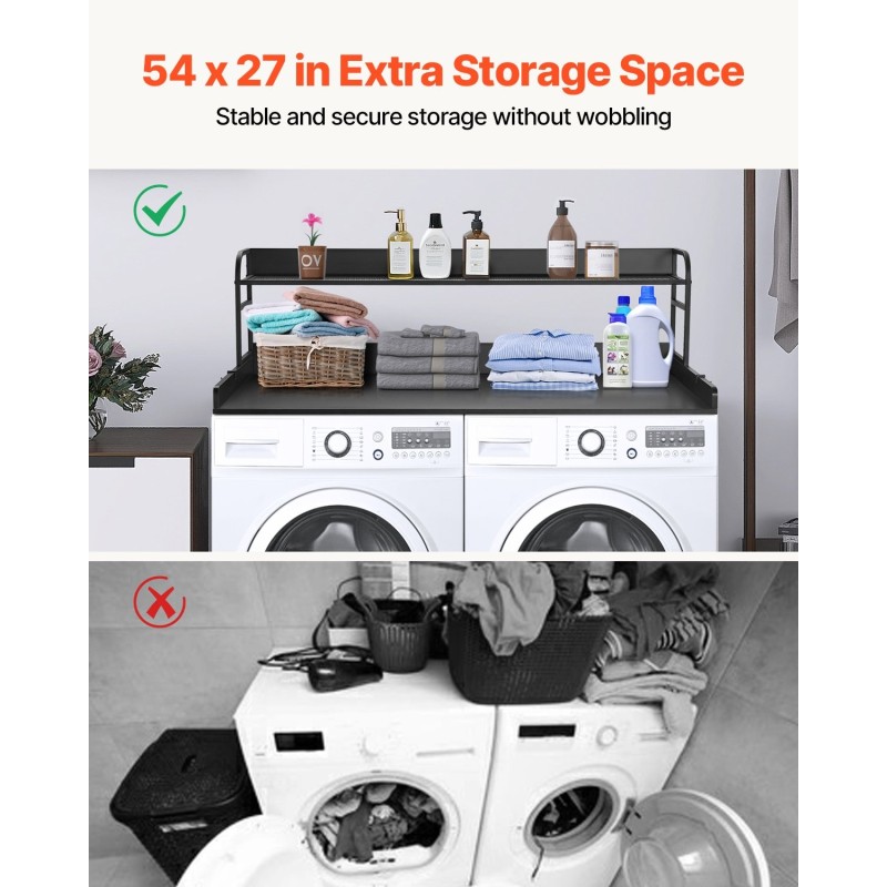 Pesukoneen ja kuivausrummun päälle työtaso 15 mm P2-lastulevy 1370 x 700 mm